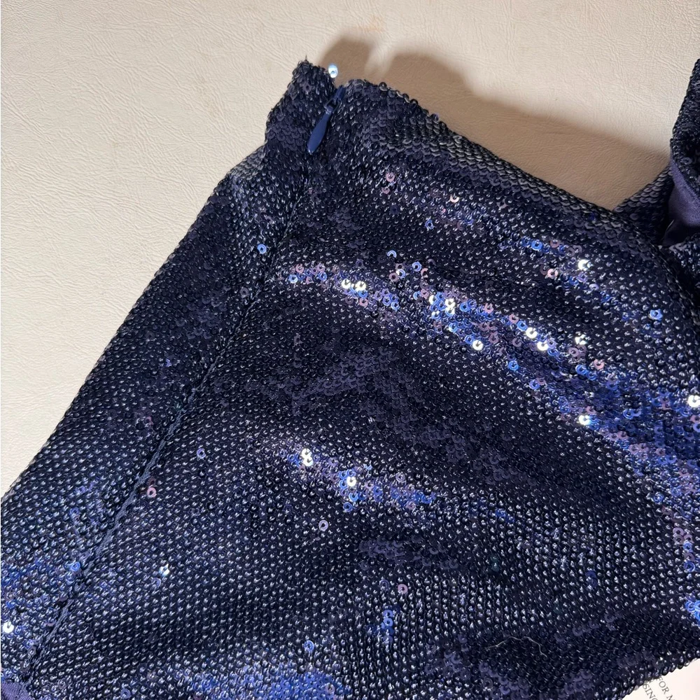 Reiss Navy Scarlette One Shoulder Sequin Bodysuit style summer party casual